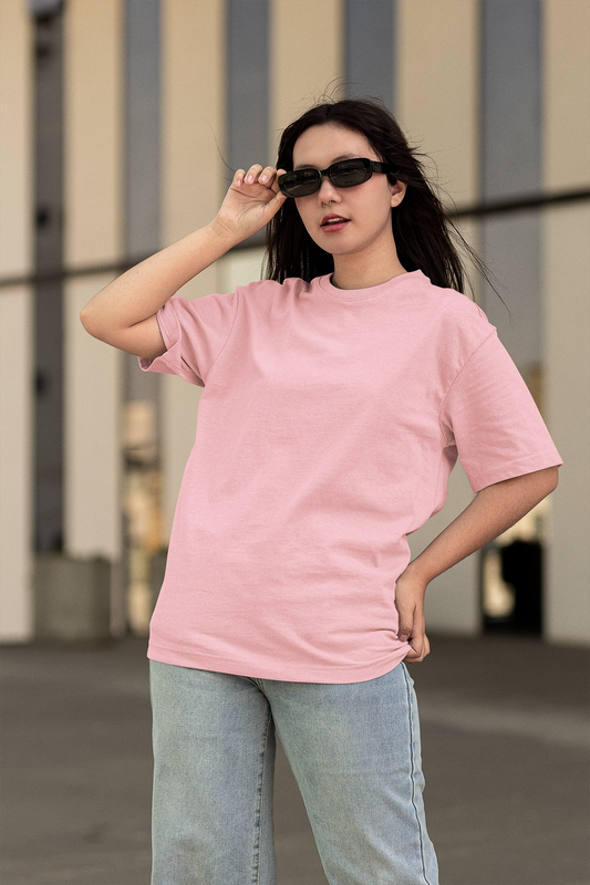 Easy Breezy Baby Pink Relaxed Fit T-shirt
