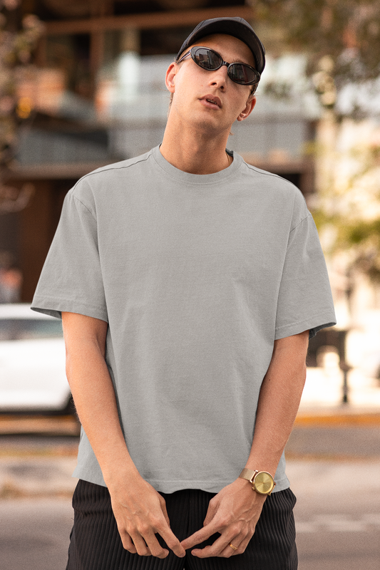 Easy Breezy Grey Melange Relaxed Fit T-shirt